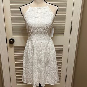126. Copper Key Eyelet Lace Dress in White, Size Small